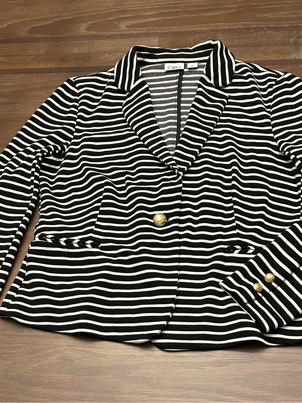 Cato Black & White Striped Blazer with Gold Buttons